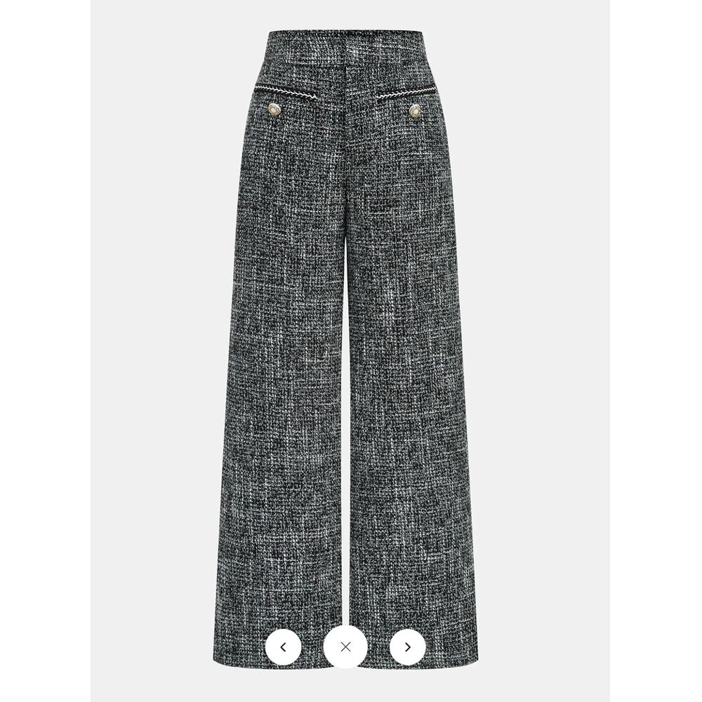 NWT Commense Mid-Waist Tweed Wide-Leg Pant Sz L